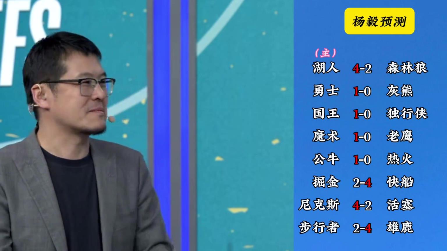 明燈來了！看看楊毅的季后賽預測：湖人4-2狼 快船4-2掘金